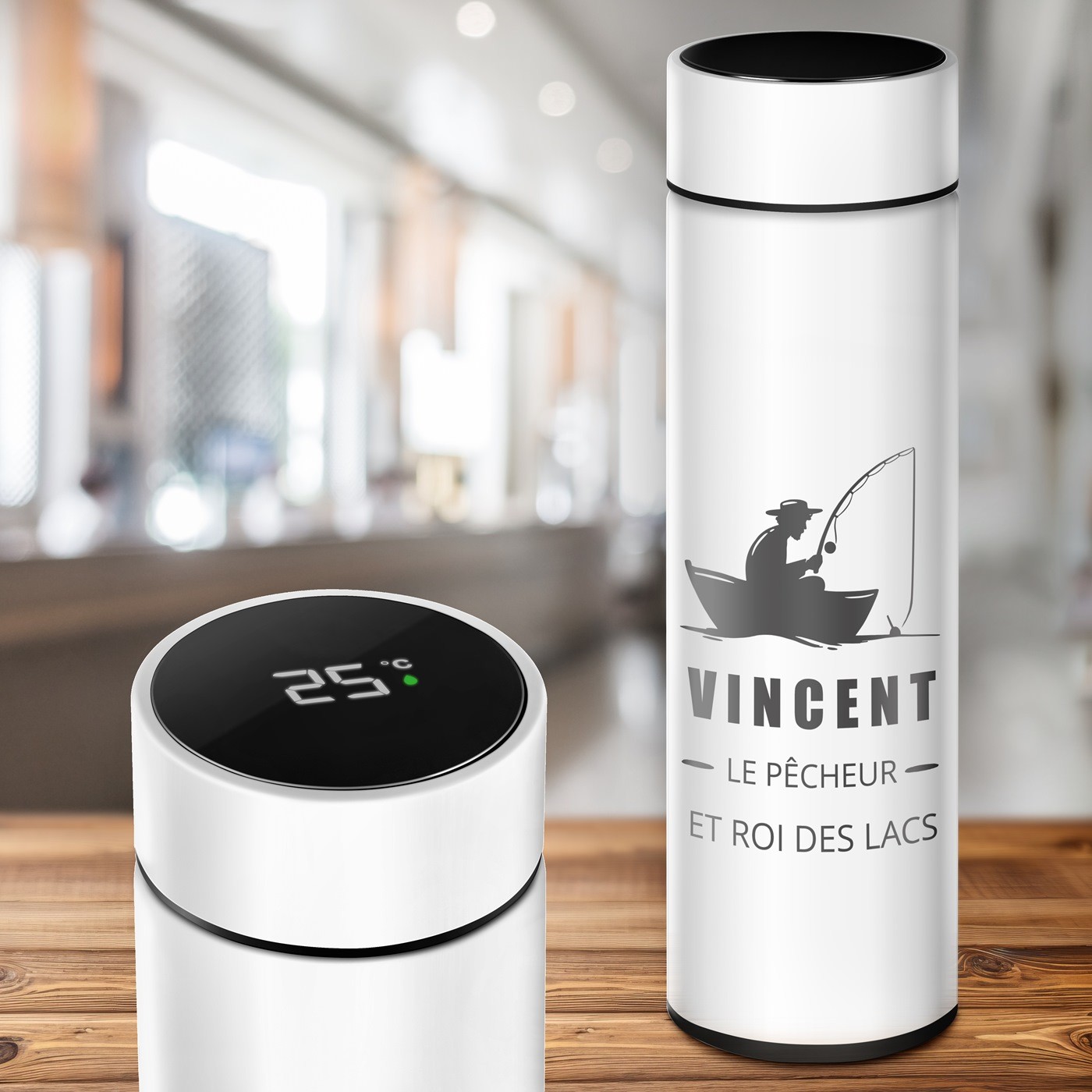 Botella térmica personalizada de acero inoxidable Murrano con pantalla LED de temperatura para el Día del Padre