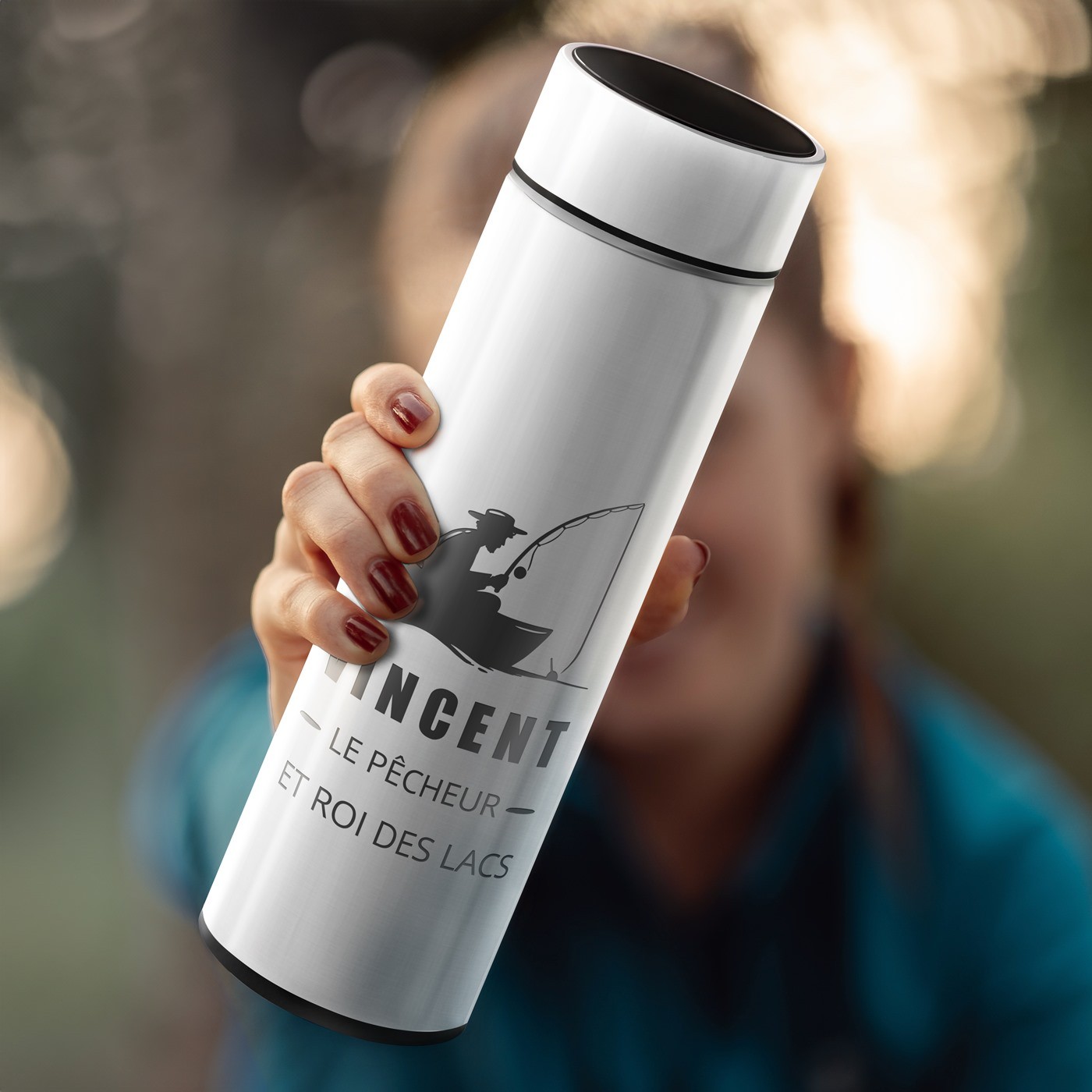 Botella térmica personalizada de acero inoxidable Murrano con pantalla LED de temperatura para el Día del Padre