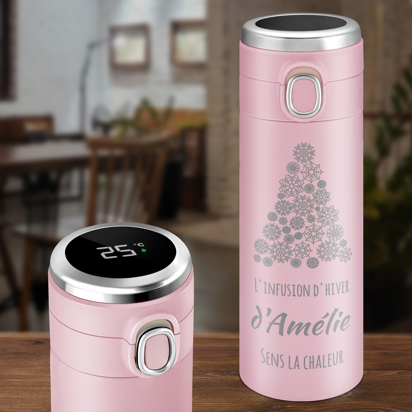 Murrano Personalized LED Display Thermos Mug for Women