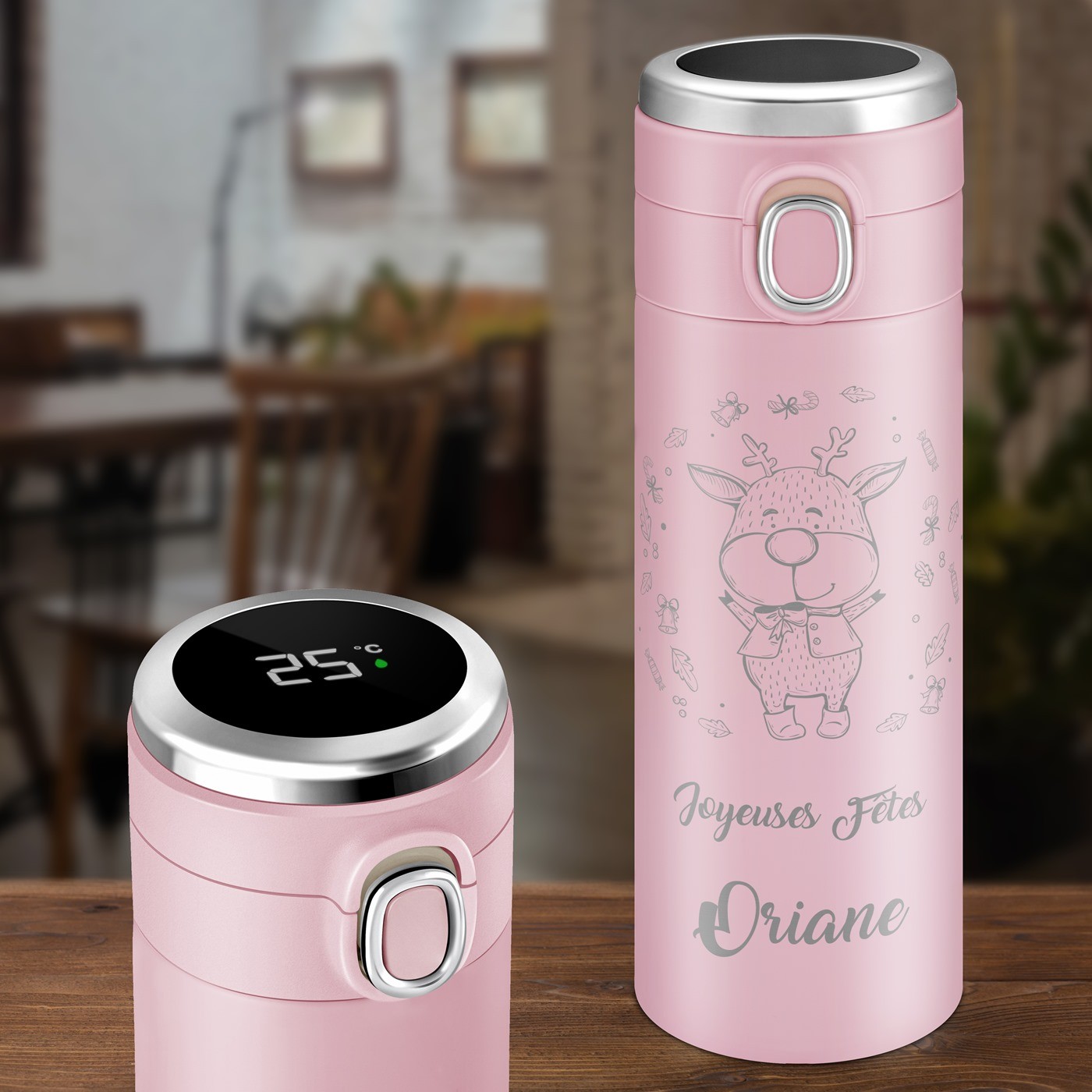 Taza de viaje Murrano - Pantalla LED personalizada con grabado para niñas