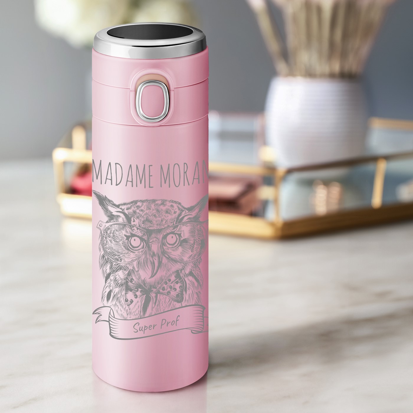 Termo aislante Murrano con pantalla LED, rosa