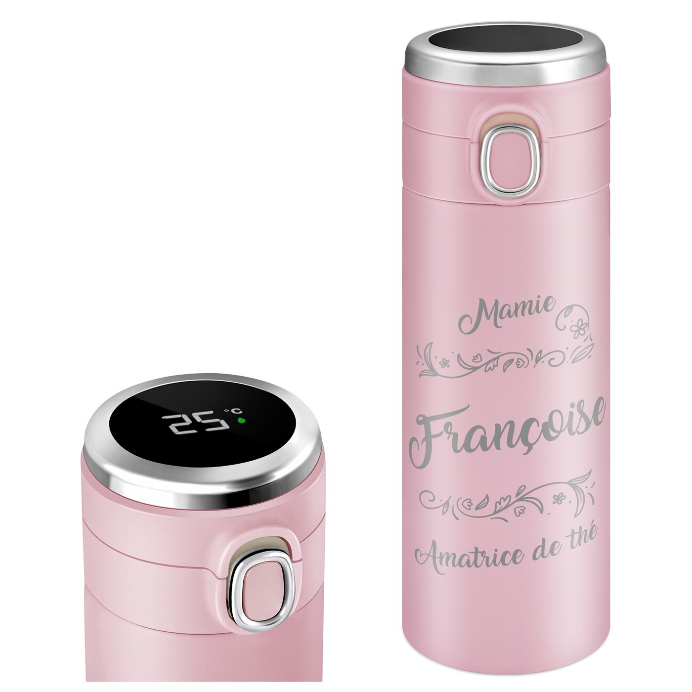 Botella de agua aislante Murrano con pantalla LED - Regalo para el Día de las Madres