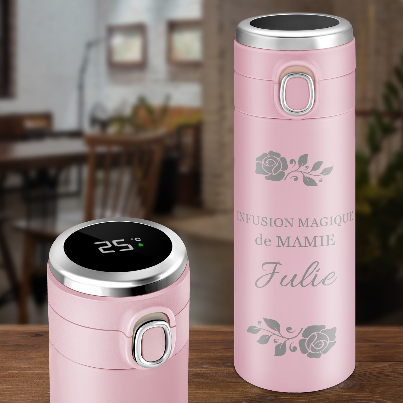 Taza aislante Murrano con pantalla LED para el Día de las Abuelas