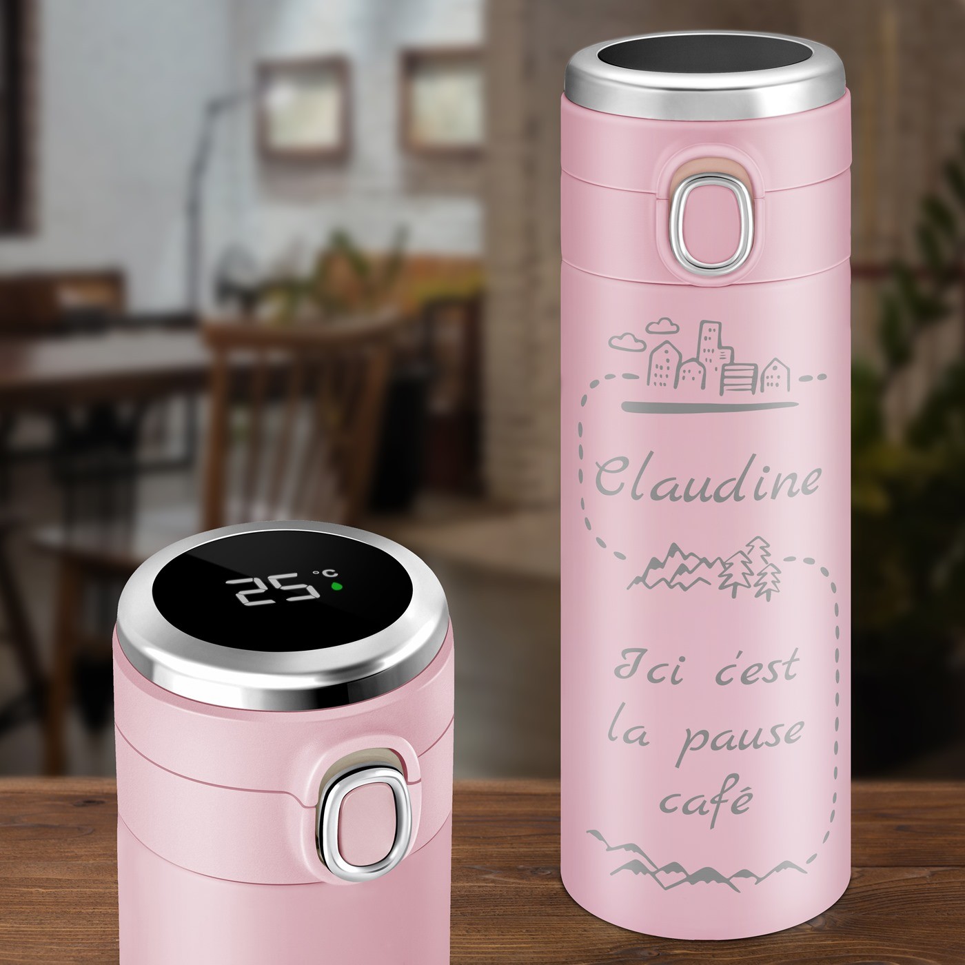 Murrano Personalized Travel Mug with LED Display for Aunt's Birthday