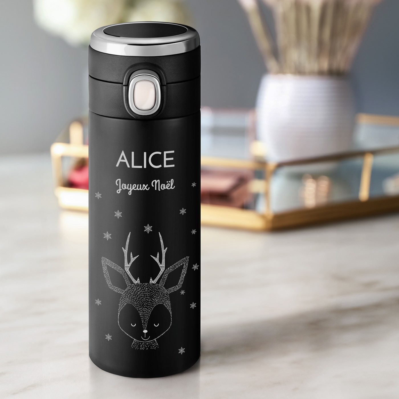 Taza aislada de Murrano con pantalla LED para mujer para Navidad
