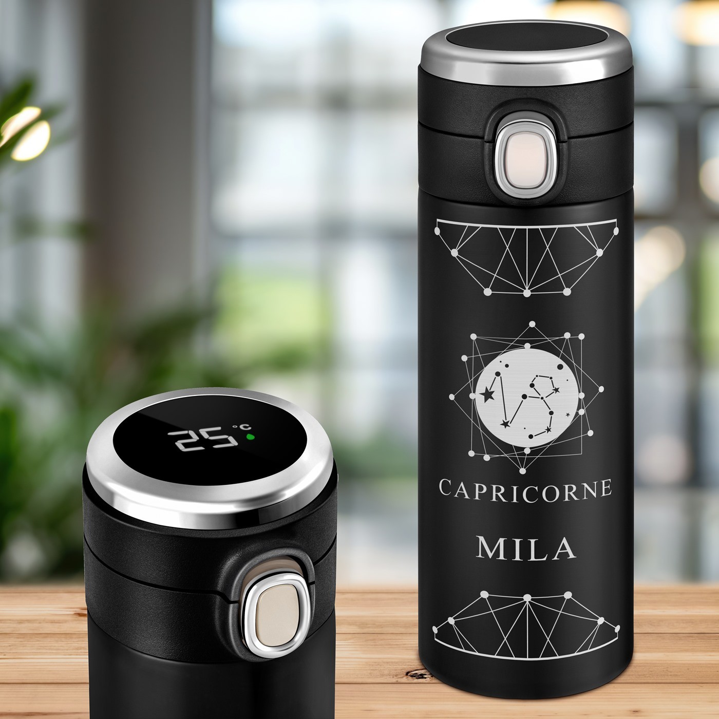 Taza de viaje Murrano con pantalla LED para el cumpleaños de una colega