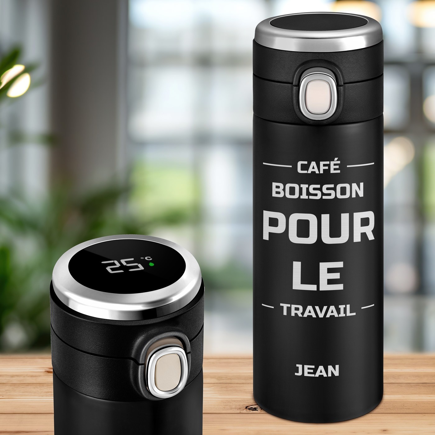 Murrano Black Insulated Mug with LED Display for Student's Birthday