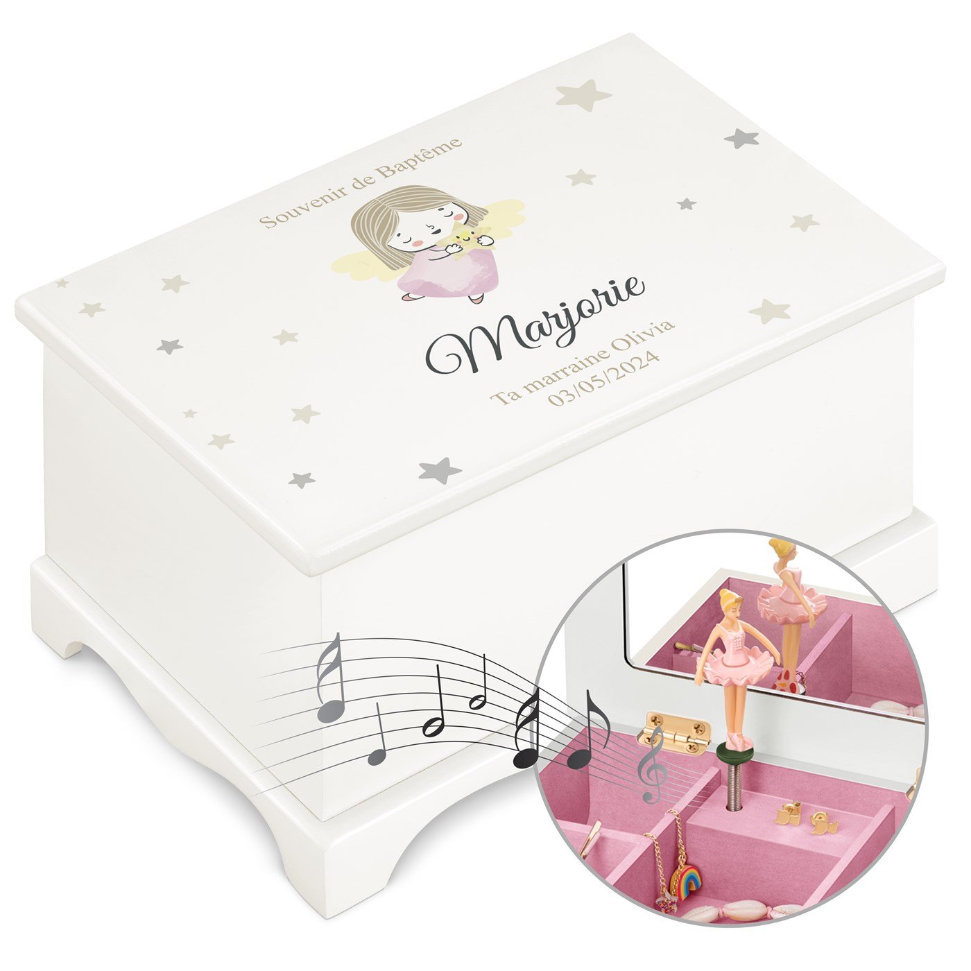 Murrano Music Box - Personalized Ballet Jewelry Box for Goddaughter
