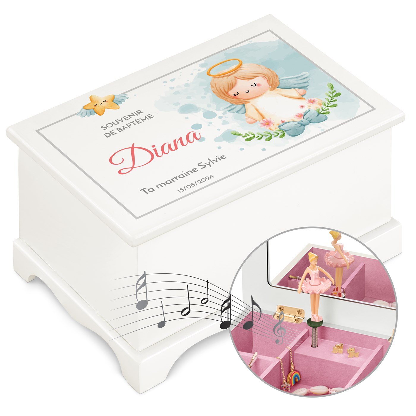 Murrano Personalized Musical Jewelry Box for Goddaughter