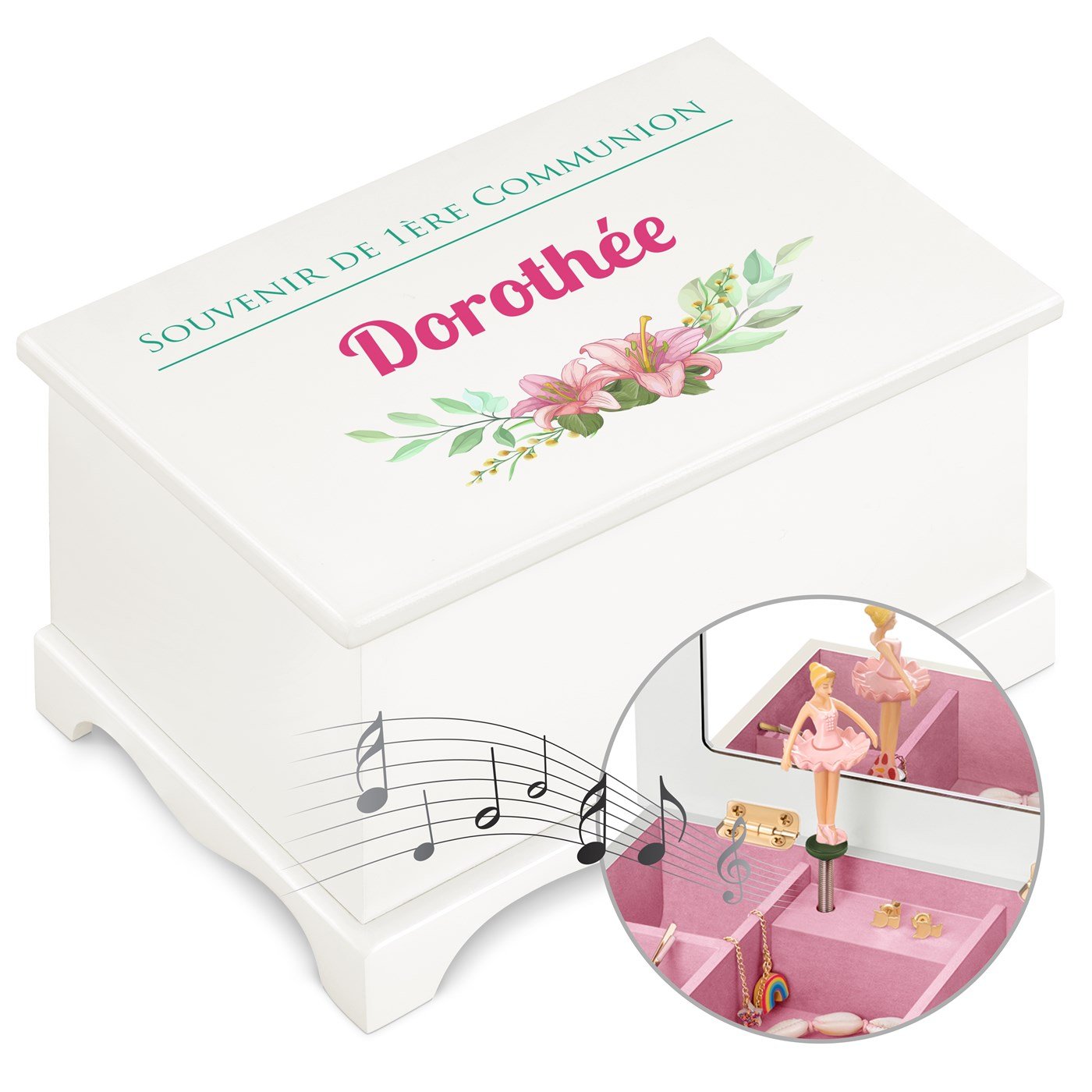 Murrano Musical Jewelry Box - Personalized Ballerina for Little Girls' First Communion