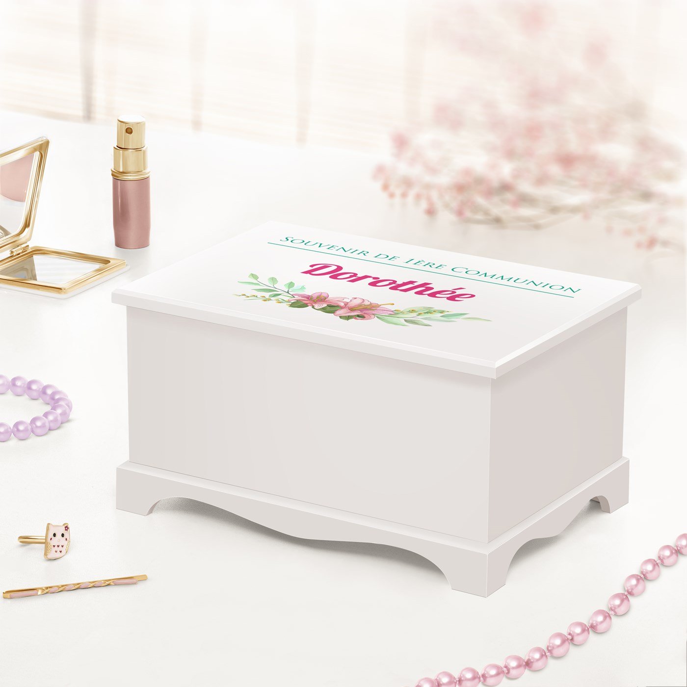 Caja musical de joyas Murrano - Bailarina personalizada para la primera comunión de una niña