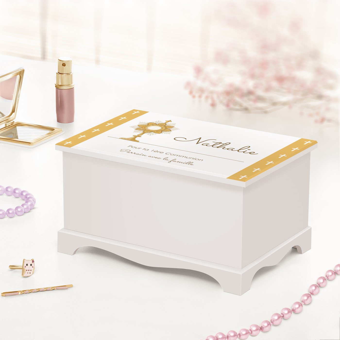 Murrano Personalized Musical Jewelry Box for Goddaughter First Communion