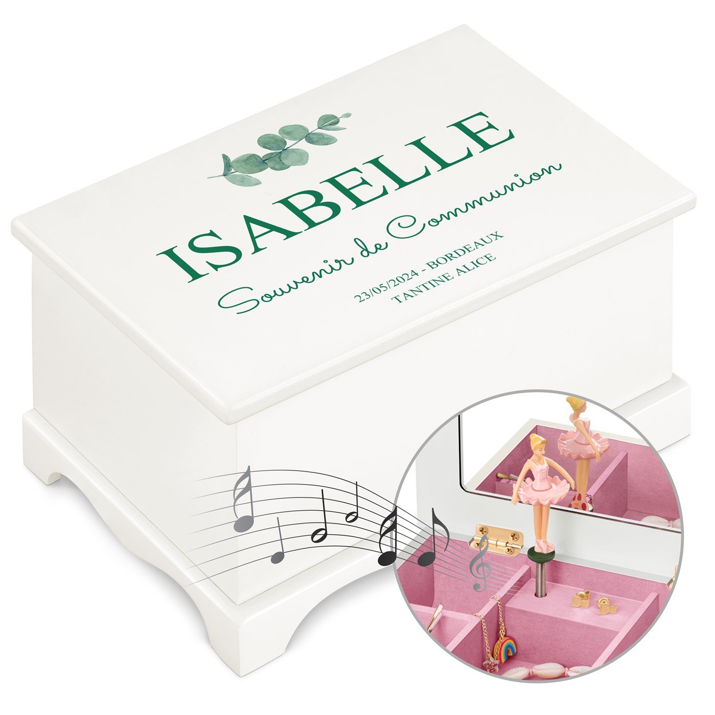 Murrano Musical Jewelry Box - Personalized Ballerina for Niece's First Communion