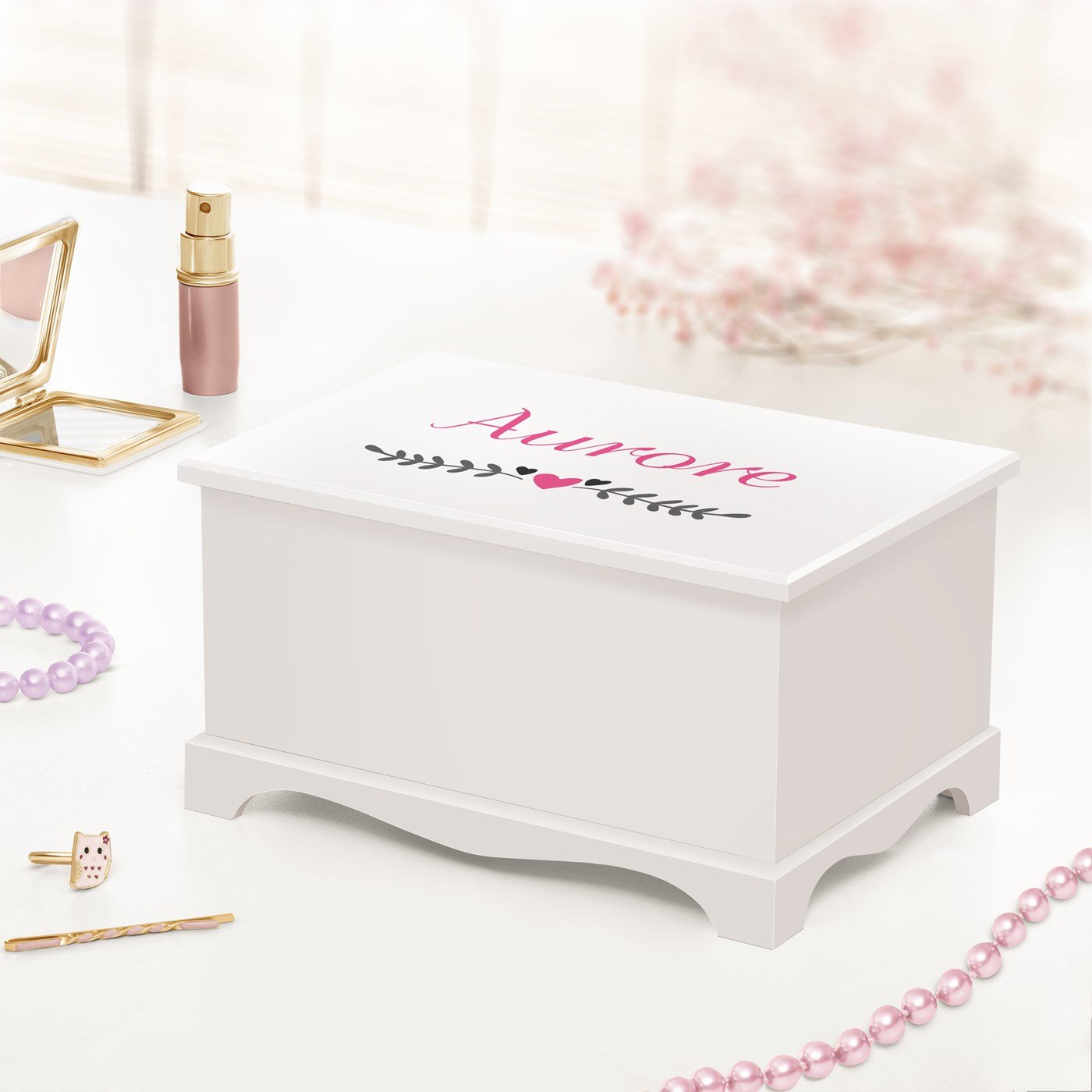 Caja de joyas musical personalizada Murrano para niña