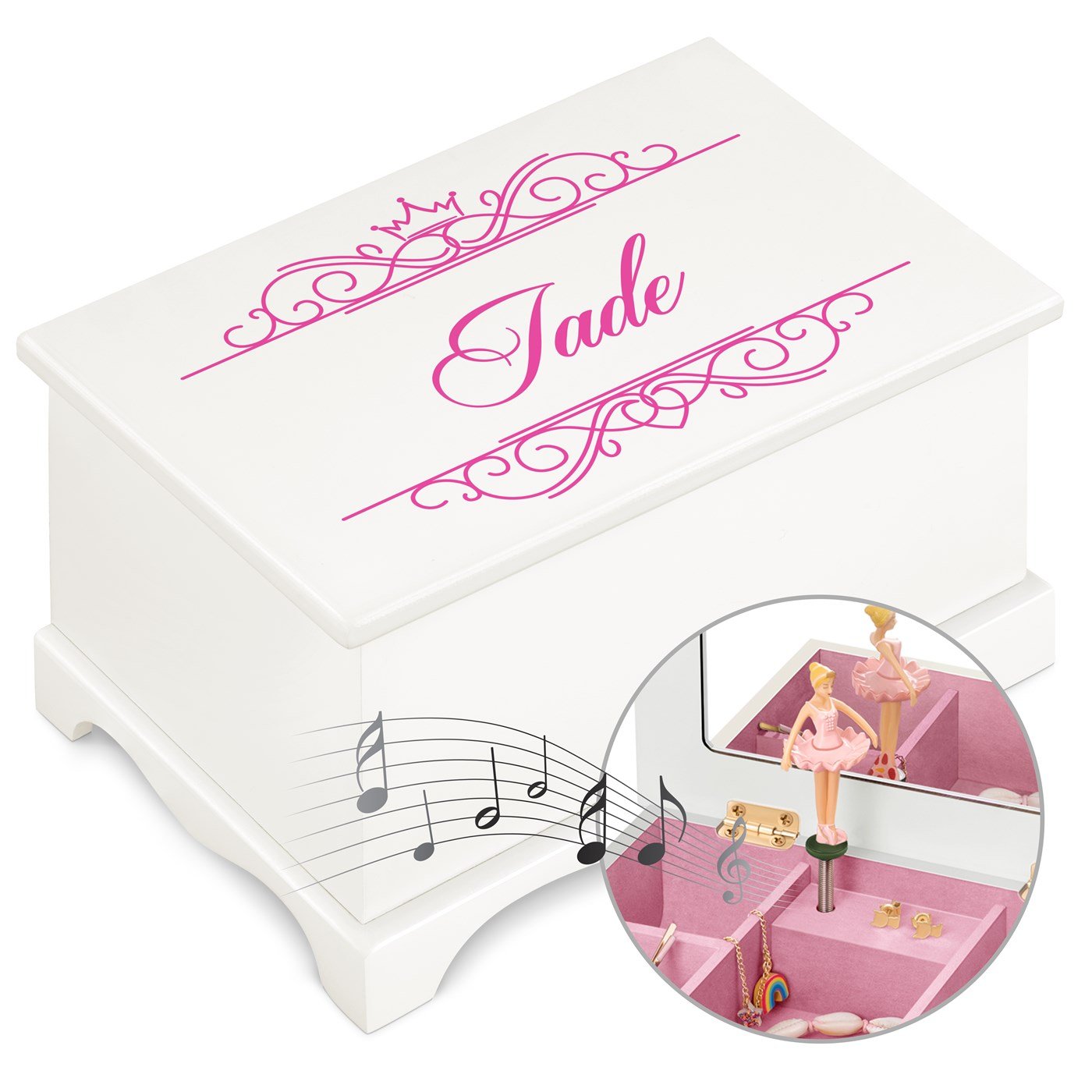 Caja musical de joyas Murrano - Bailarina personalizada para sobrina