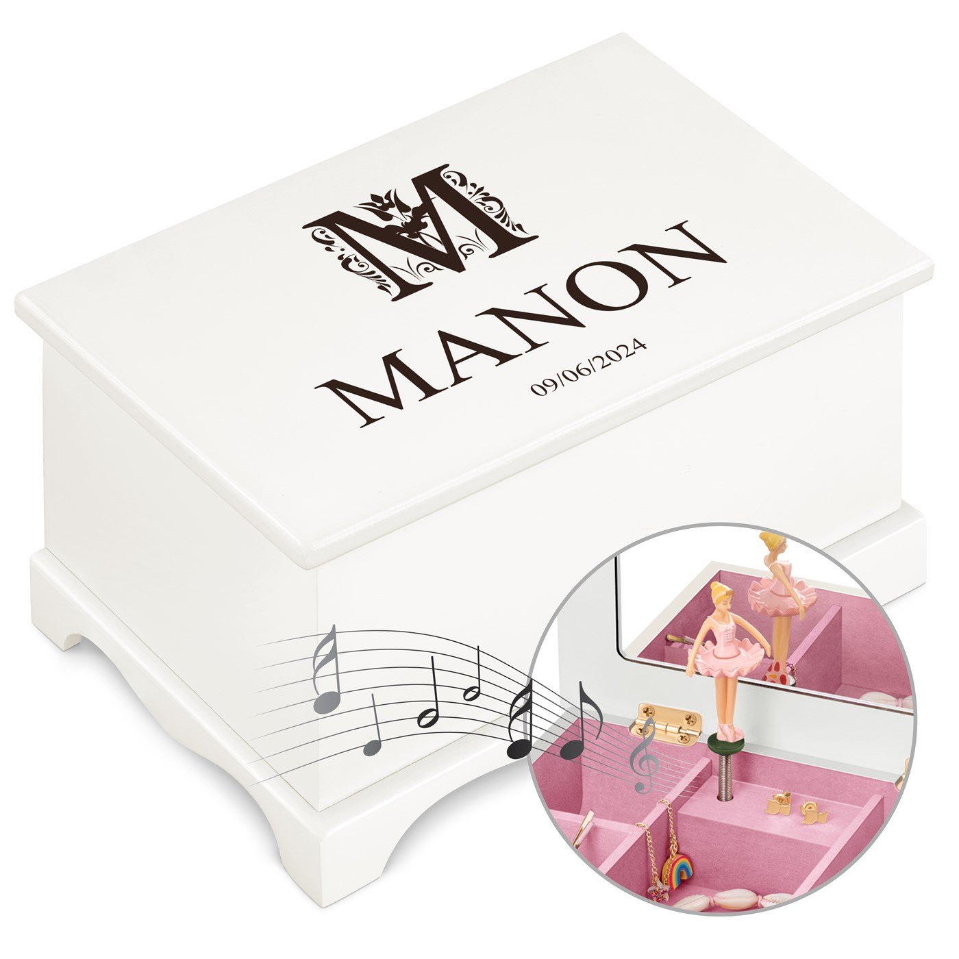Caja musical de joyas personalizada Murrano