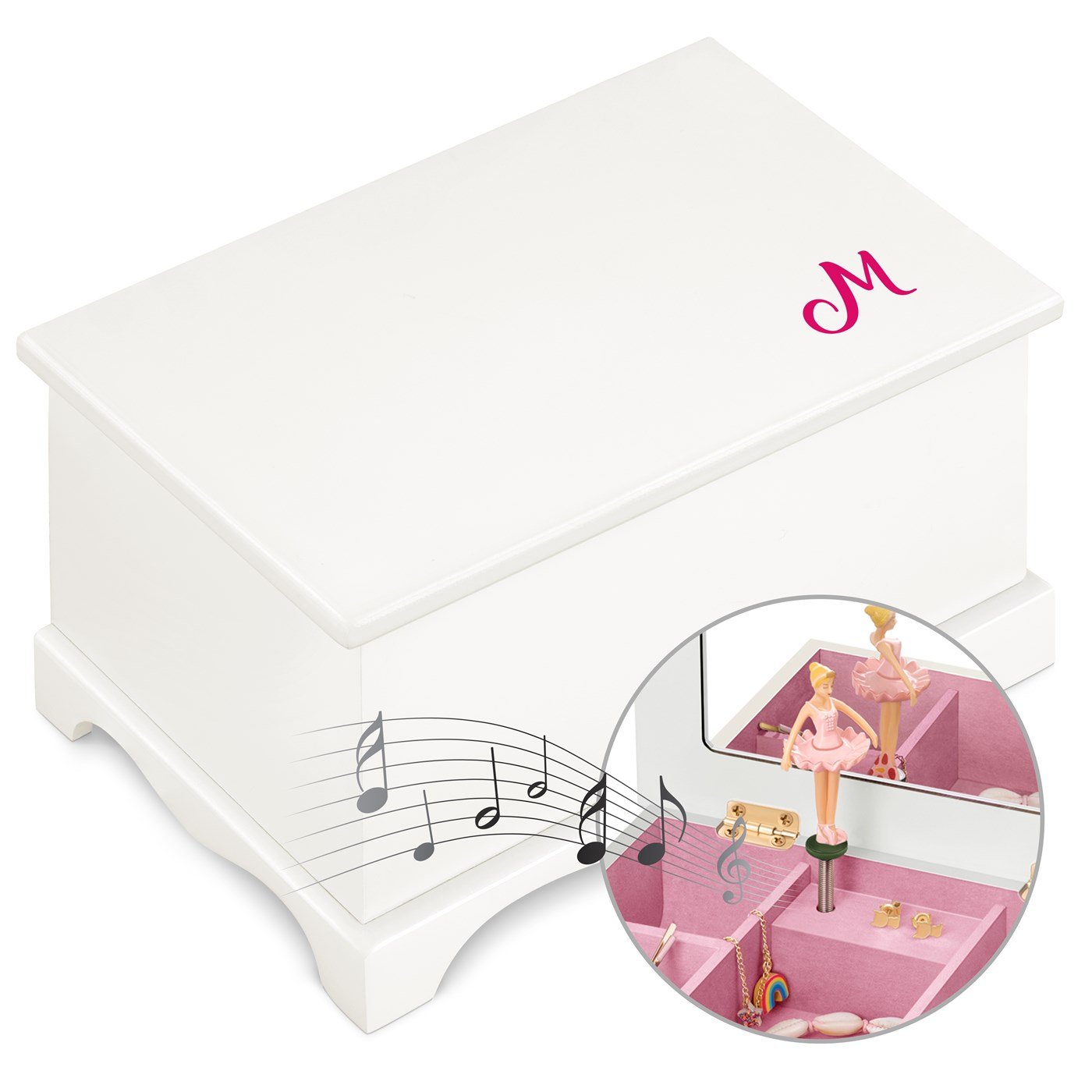 Caja de joyas musical personalizada Murrano para niña