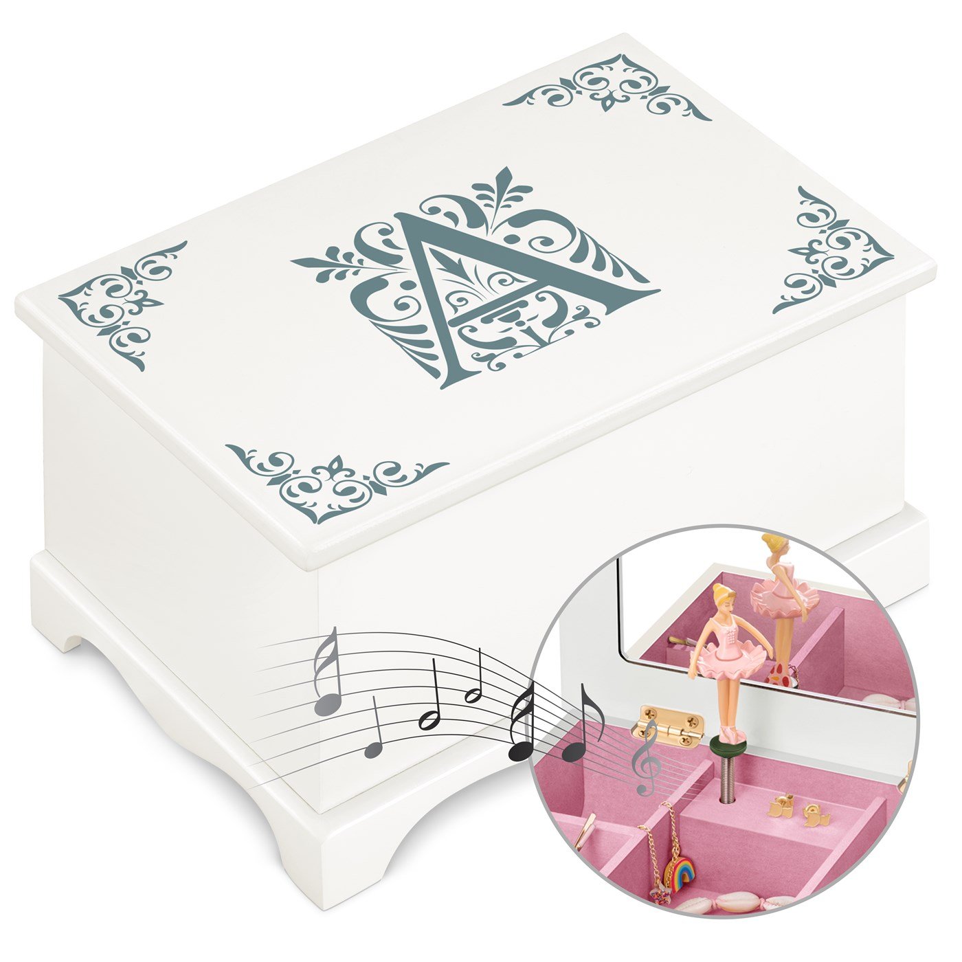 Caja musical de joyas Murrano - Bailarina personalizada para el cumpleaños de una mujer