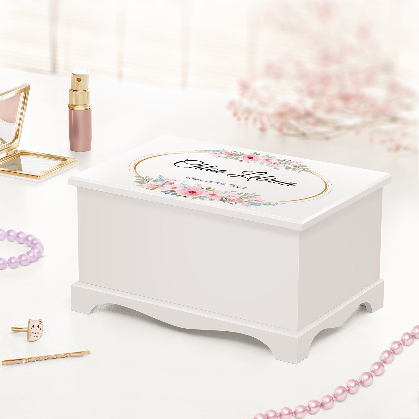 Murrano Personalized Musical Jewelry Box - Girl's Birth or Anniversary Gift