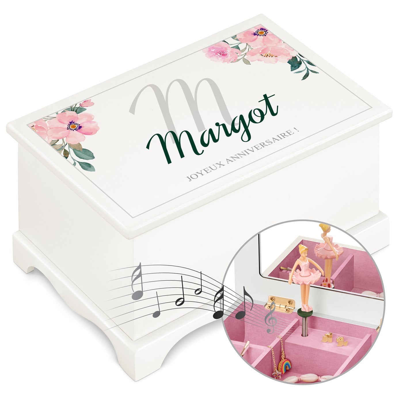 Murrano Personalized Musical Jewelry Box for a Young Girl's 18th Birthday