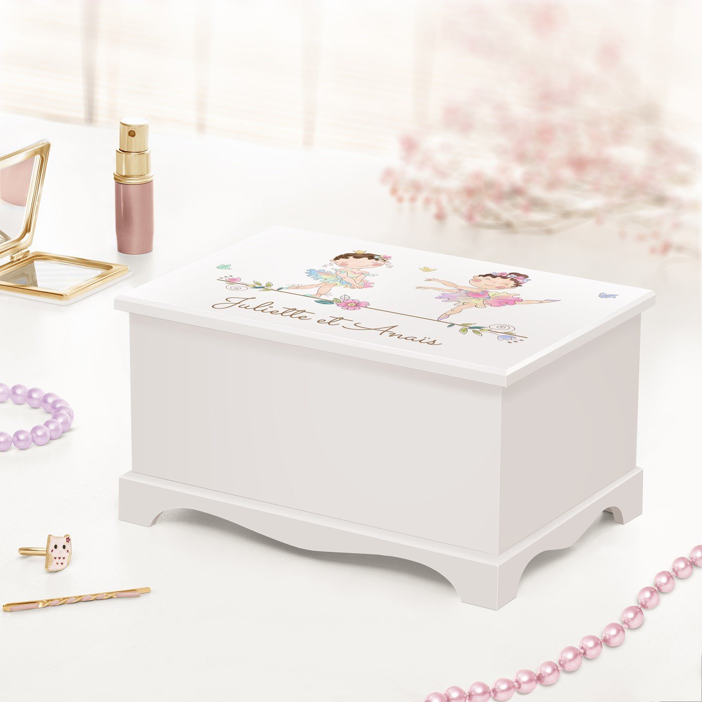 Murrano Personalized Musical Jewelry Box for Twins