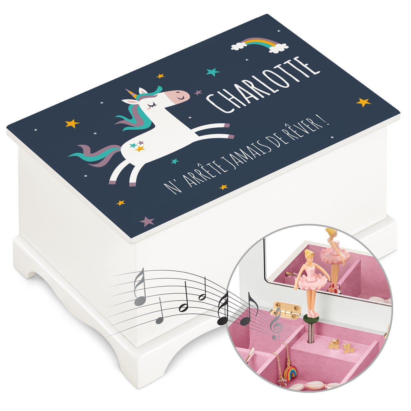 Murrano Personalized Musical Jewelry Box for Granddaughter's Birthday