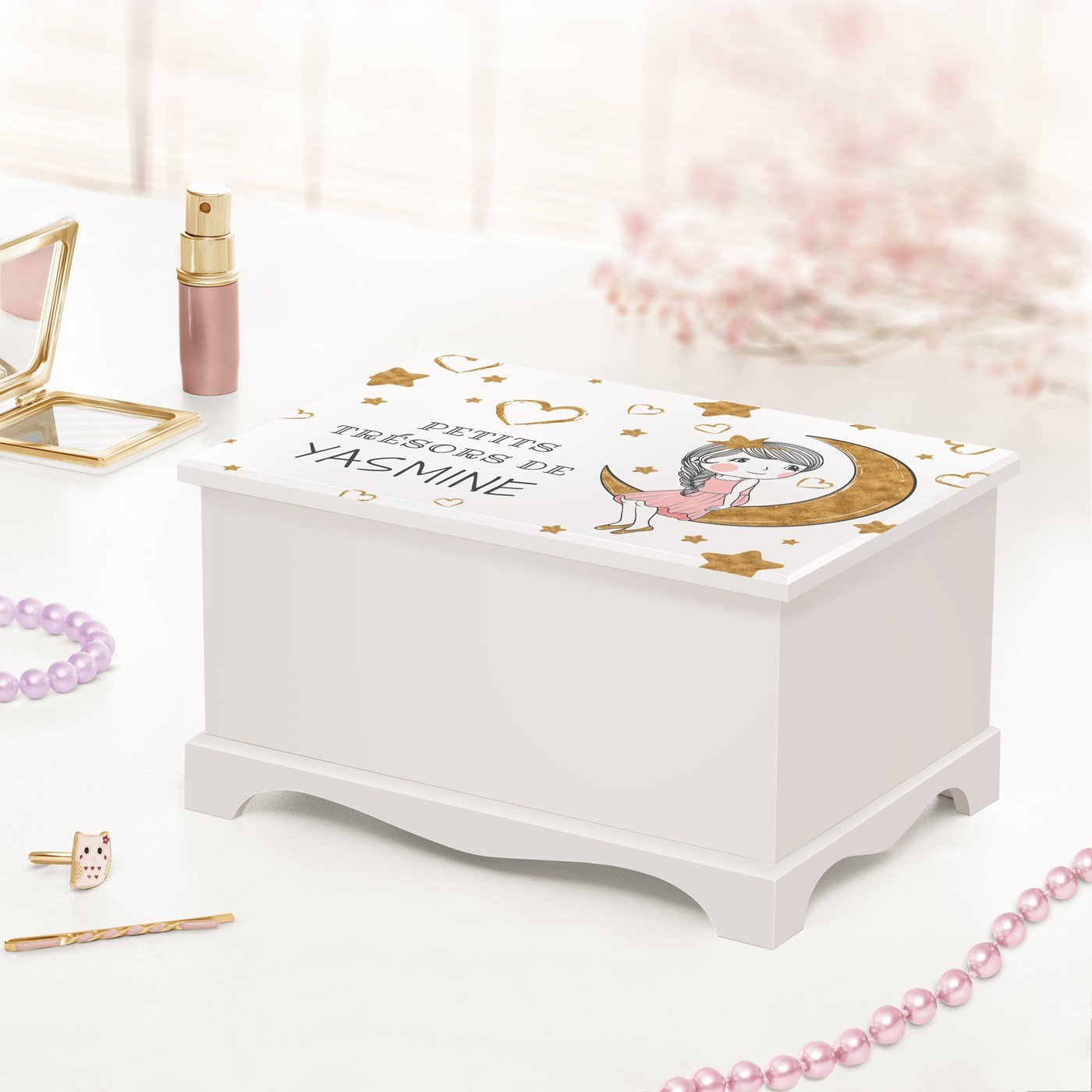 Caja musical de joyas Murrano personalizada para el cumpleaños de una niña pequeña