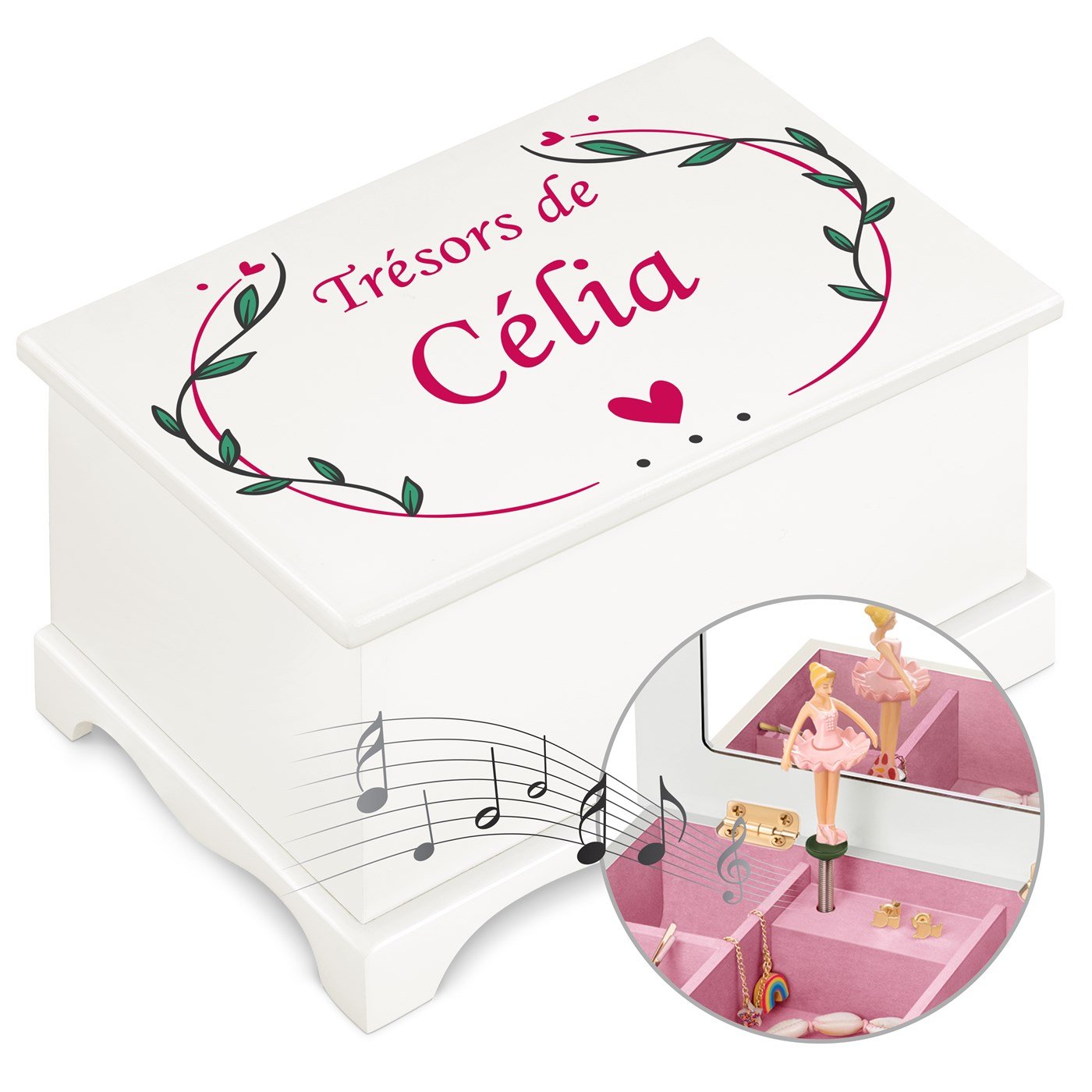 Murrano Musical Jewelry Box with Print for Niece's Birthday