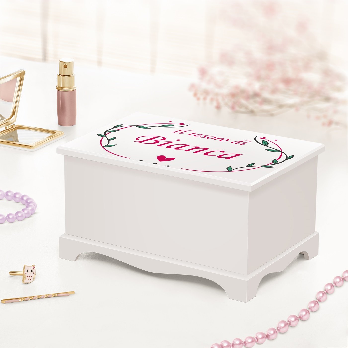 Caja musical de joyas Murrano con impresión para el cumpleaños de mi sobrina