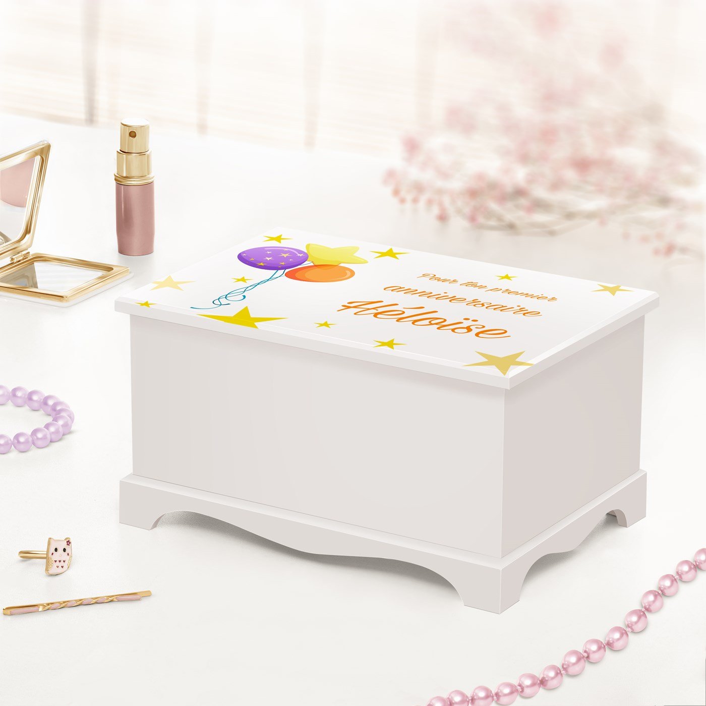 Caja musical de joyas personalizada de Murrano para niñas pequeñas - Regalo de cumpleaños
