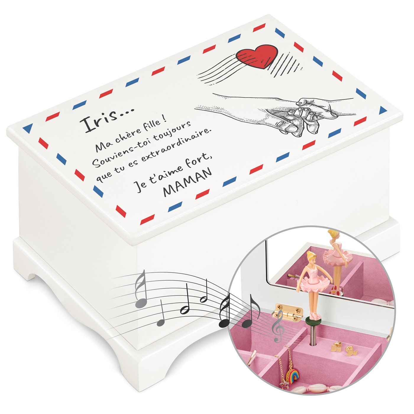 Murrano Personalized Musical Jewelry Box - Ballerina Design