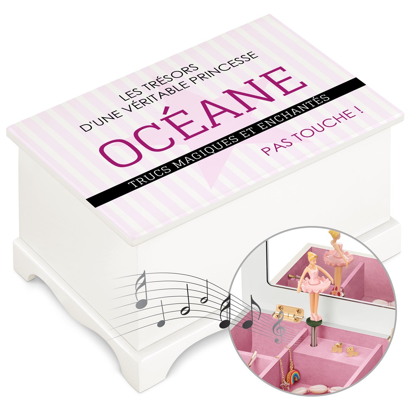 Caja musical de joyas Murrano con impresión de ballet para niñas
