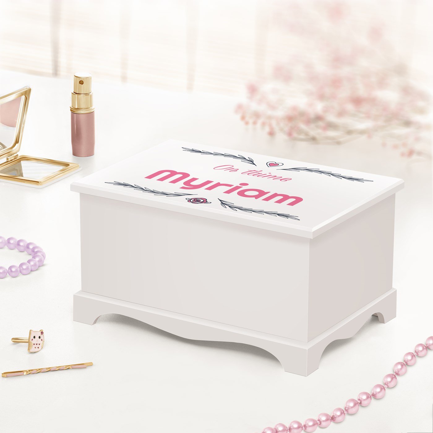 Caja de joyas musicala personalizada Murrano para niñas pequeñas