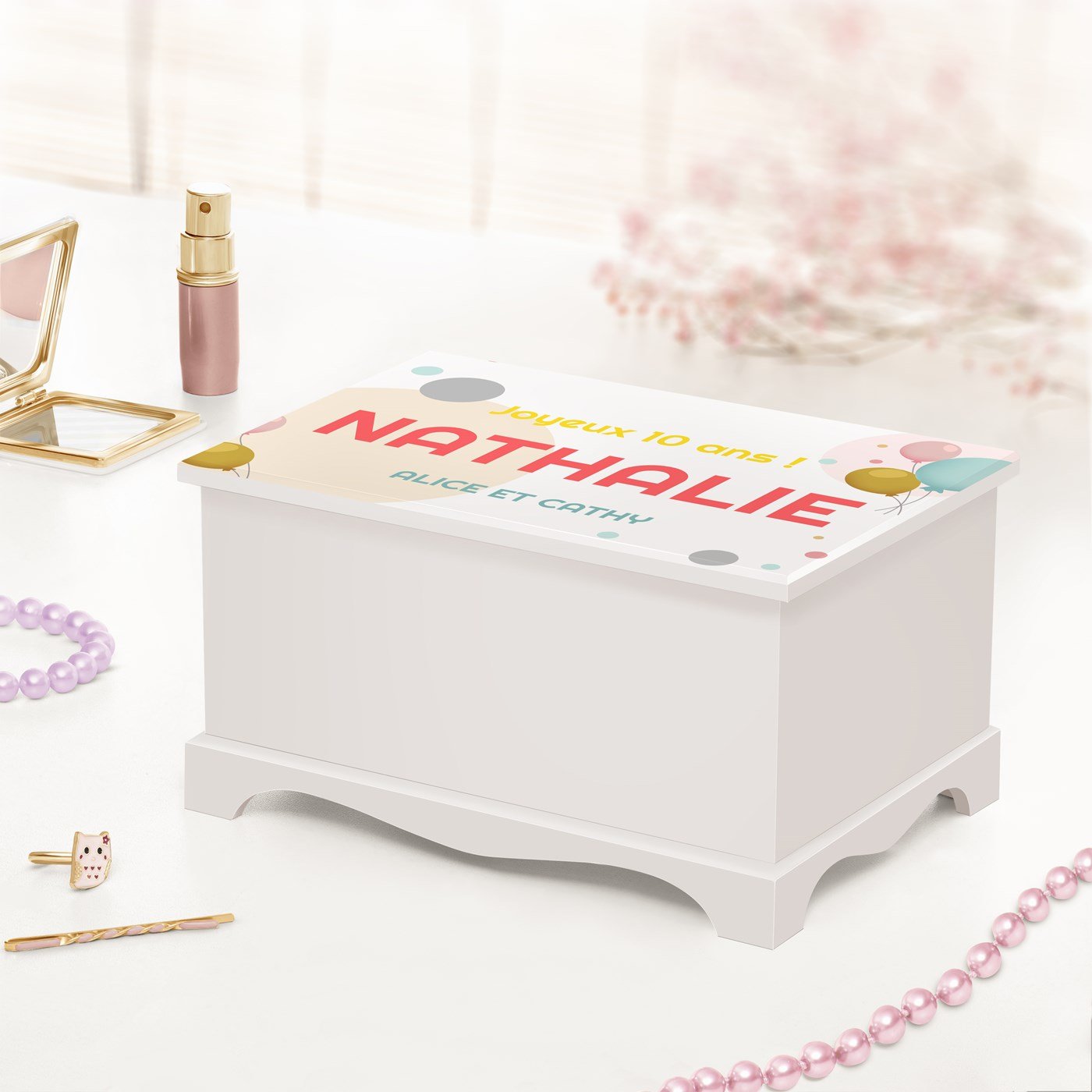 Caja de joyas musical personalizada de Murrano para una niña por su 10º cumpleaños