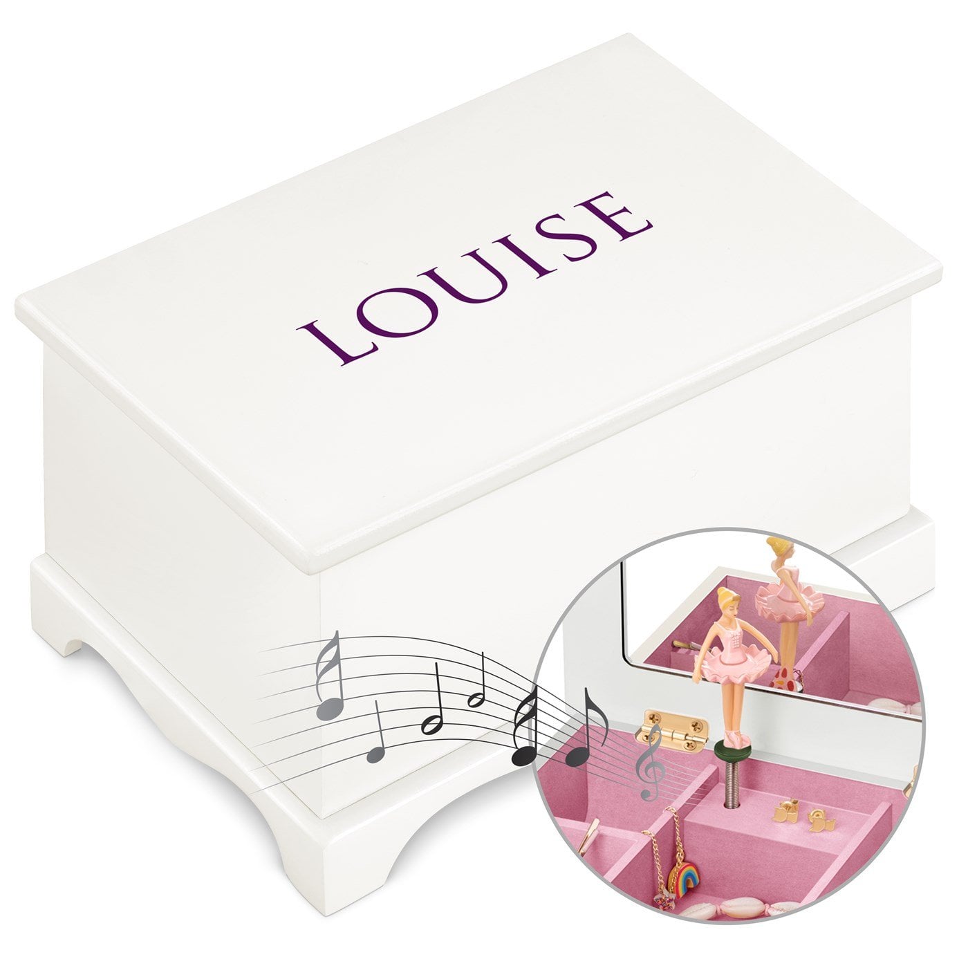 Caja de joyas musical personalizada de Murrano para una niña por su primera comunión