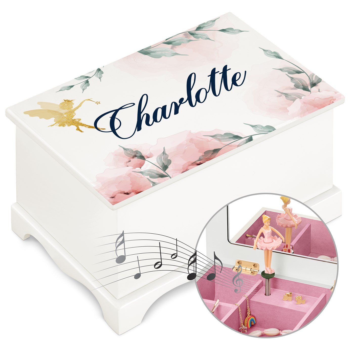Murrano Musical Jewelry Box with Ballerina Print for Niece