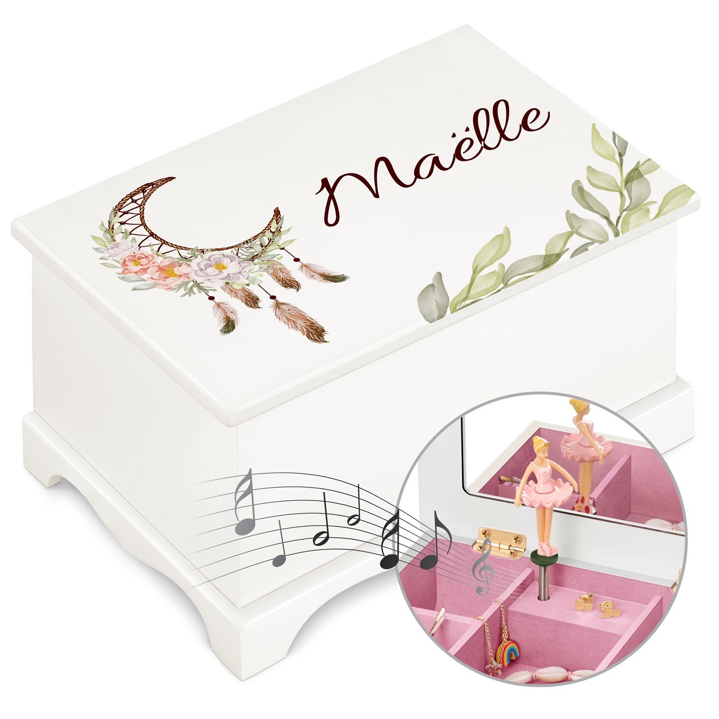 Caja musical de joyas personalizada Murrano - Bailarina para ahijada