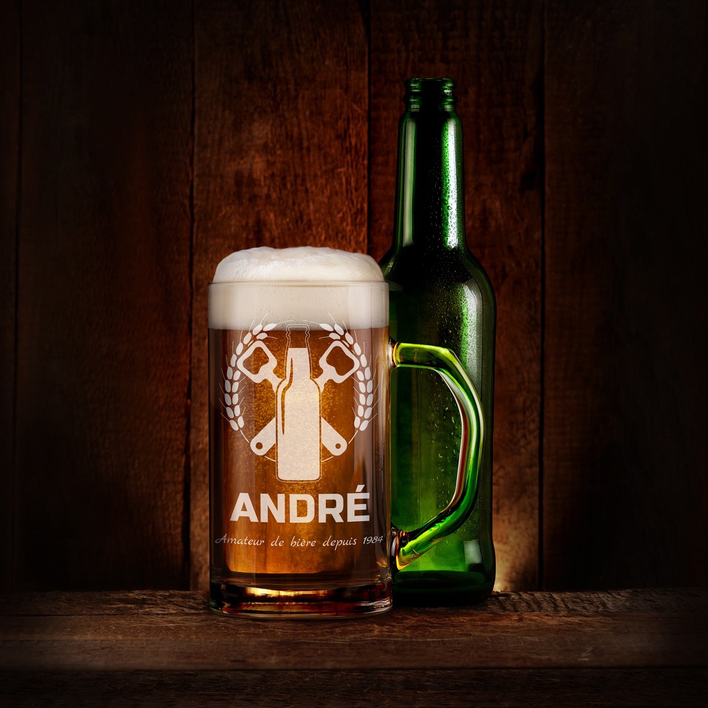 Taza de cerveza geométrica Murrano con grabado láser para ocasiones especiales
