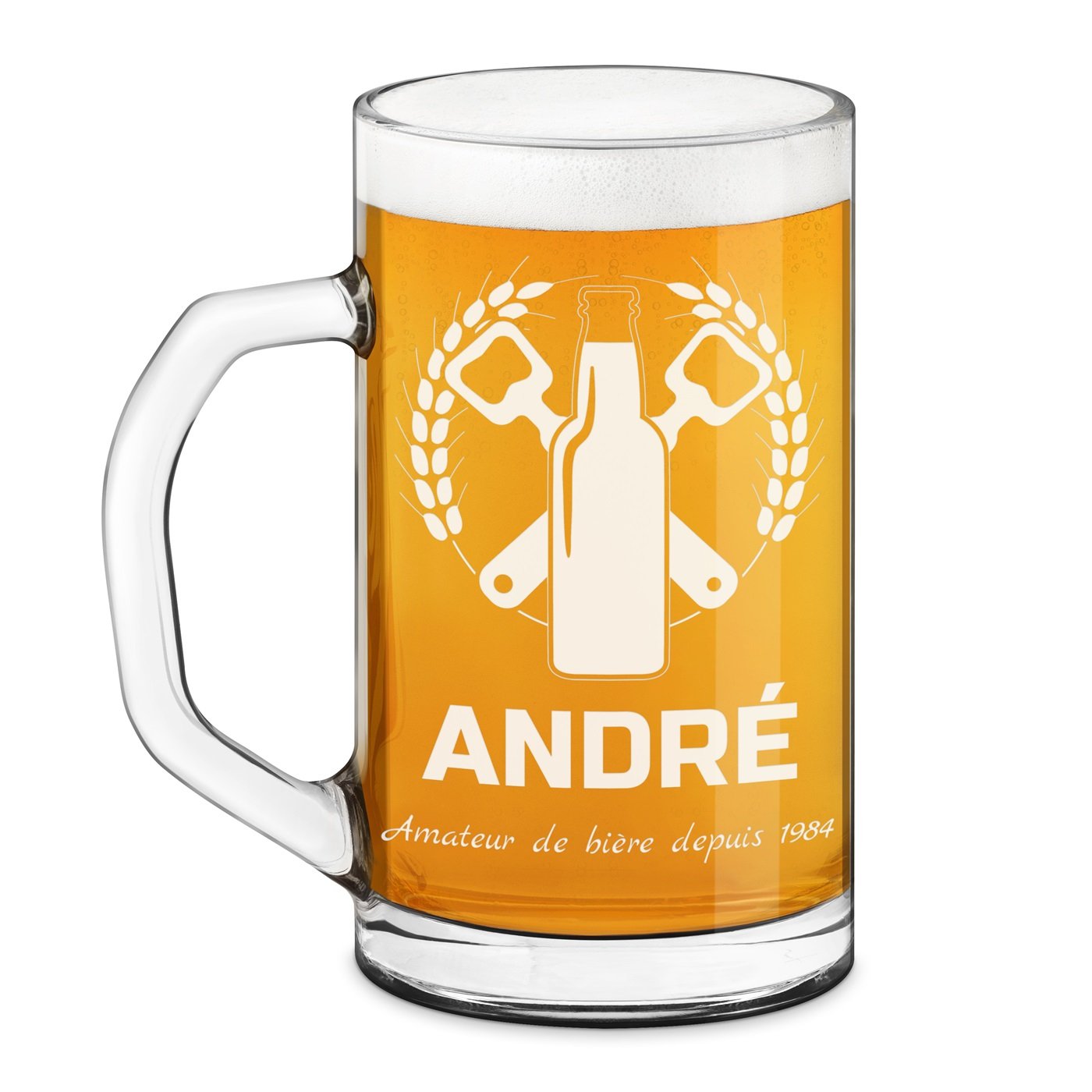 Taza de cerveza geométrica Murrano con grabado láser para ocasiones especiales