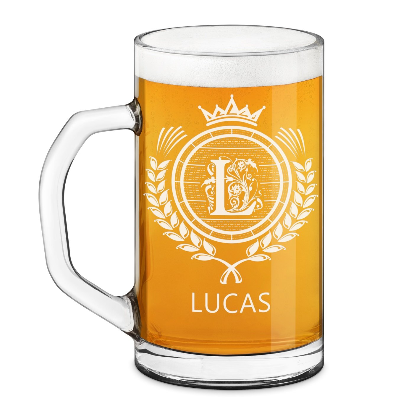 Taza de cerveza geométrica Murrano con grabado personalizado para amantes de la cerveza
