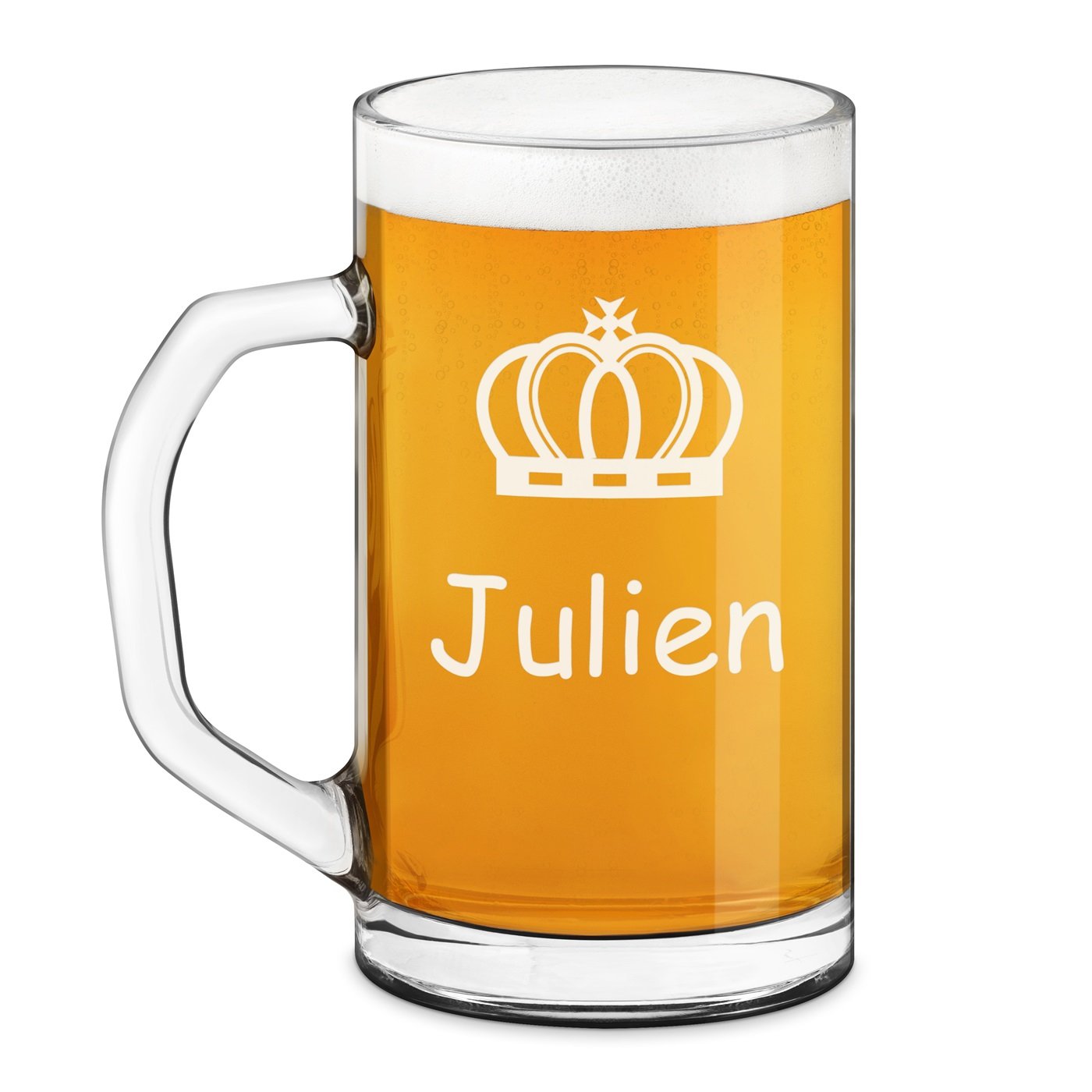 Taza de cerveza geométrica Murrano con grabado láser para rey de fiesta