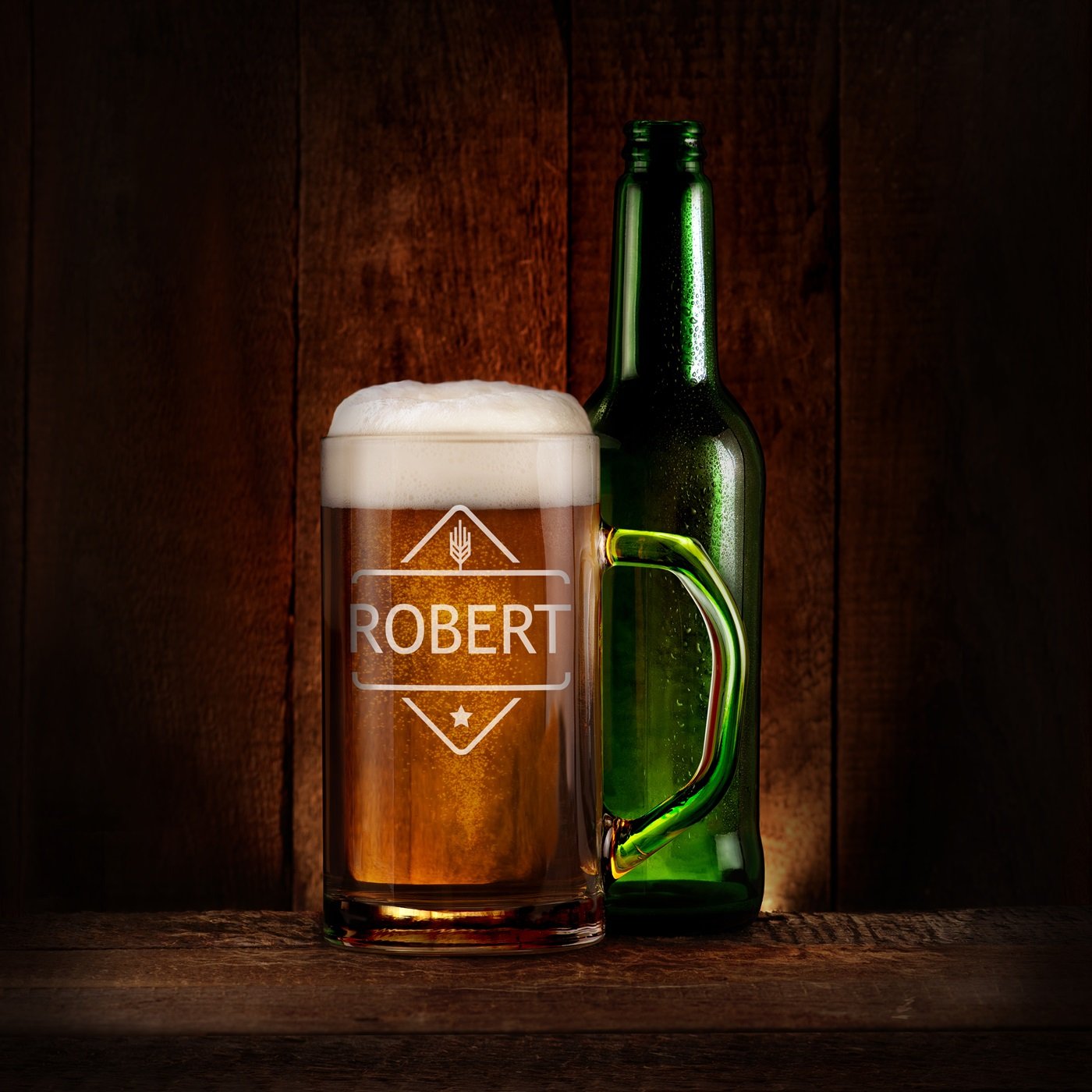 Taza de cerveza geométrica Murrano con grabado personalizado para hombres