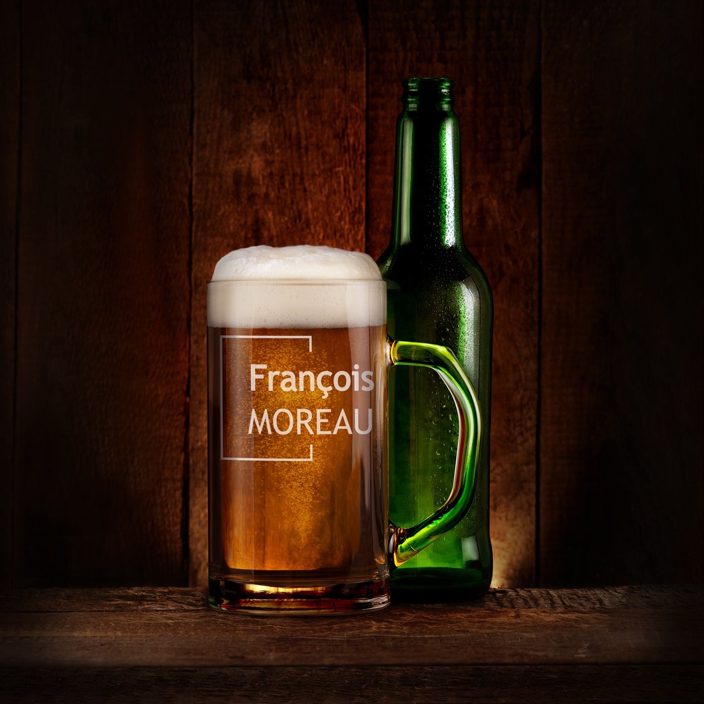 Tasse à bière géométrique Murrano pour homme avec texte gravé