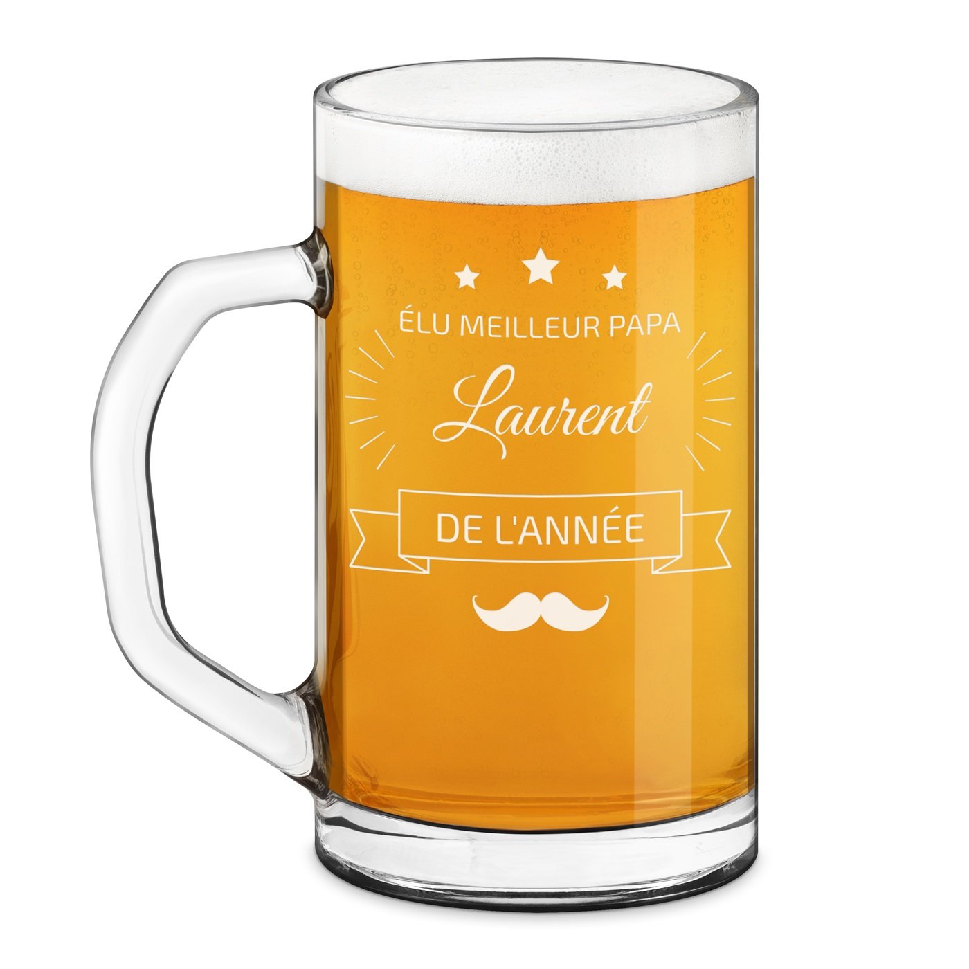 Taza de cerveza geométrica Murrano con grabado láser para el mejor papá