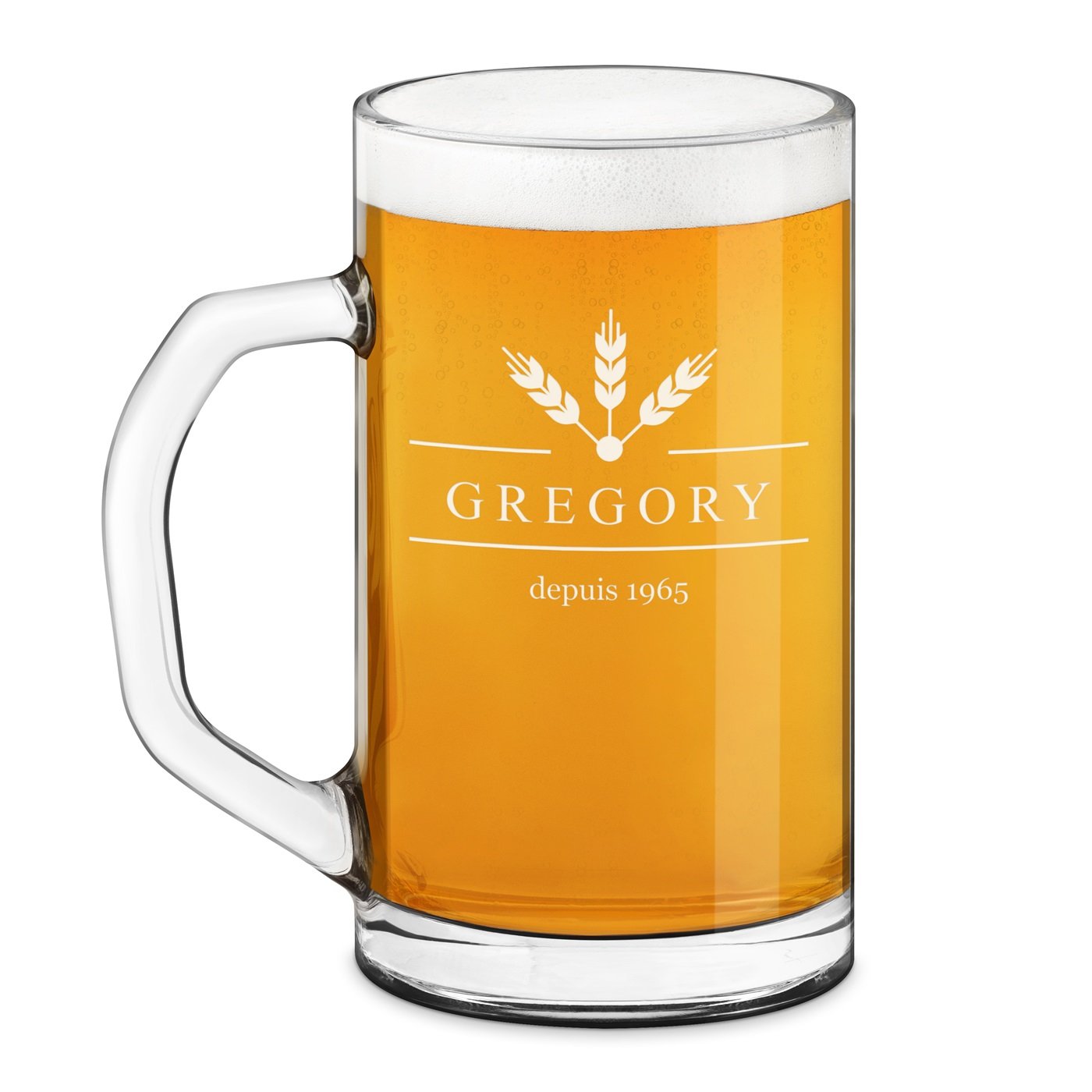 Taza de cerveza geométrica Murrano con grabado láser para él, por su aniversario