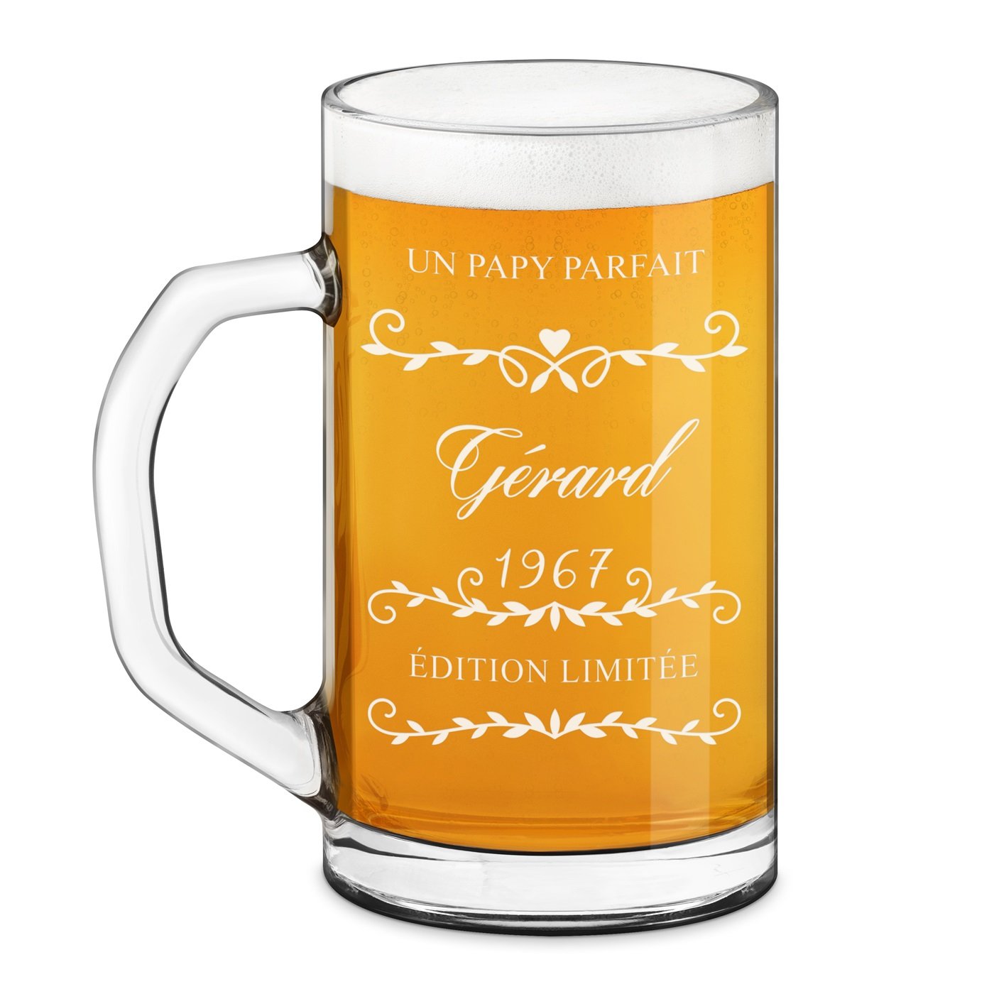 Murrano Geometric Beer Mug with Laser Engraving for Grandpa for Anniversary