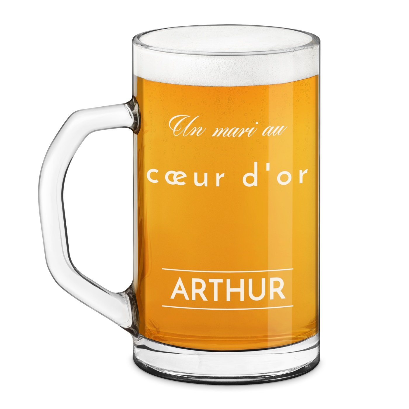 Taza de cerveza geométrica Murrano con grabado láser para mejor esposo