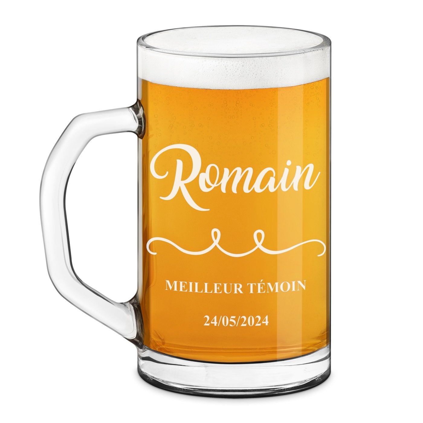 Taza de cerveza geométrica Murrano con grabado láser