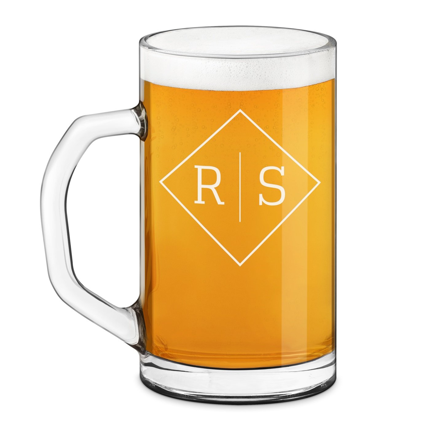 Taza de cerveza geométrica Murrano con grabado láser para hombre