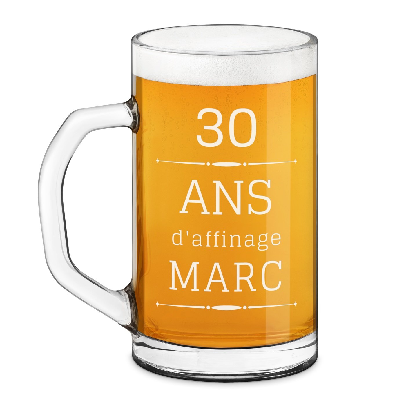 Taza de cerveza geométrica Murrano con grabado láser para hombre - Cumpleaños número 30